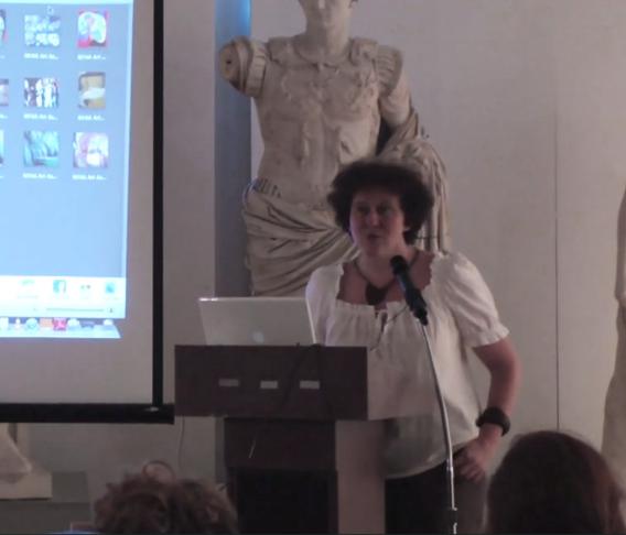 Isabelle Bonzom giving a talk at the New York Academy of Art